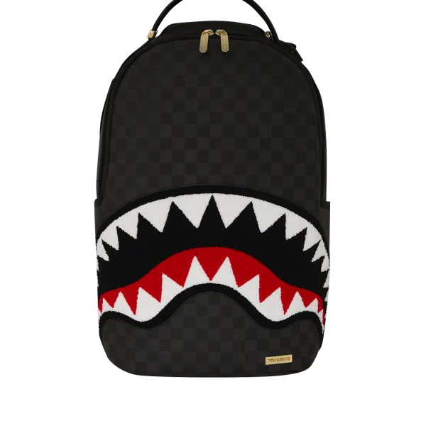 LIGHTS OUT SHARKS IN PARIS CHENILLE SHARK BACKPACK