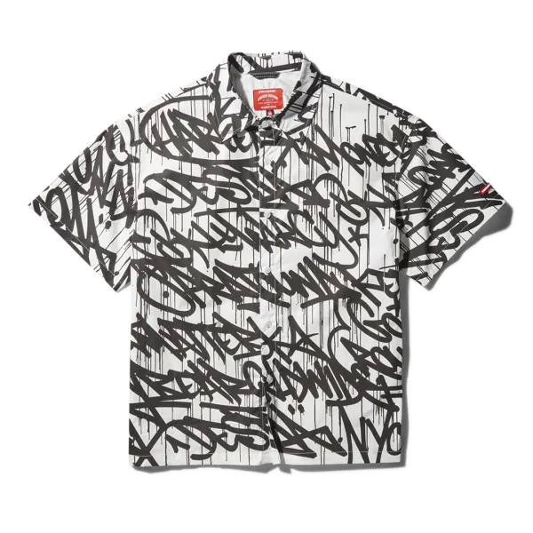 GRAFFITI SHORT SLEEVE BUTTON FRONT SHIRT